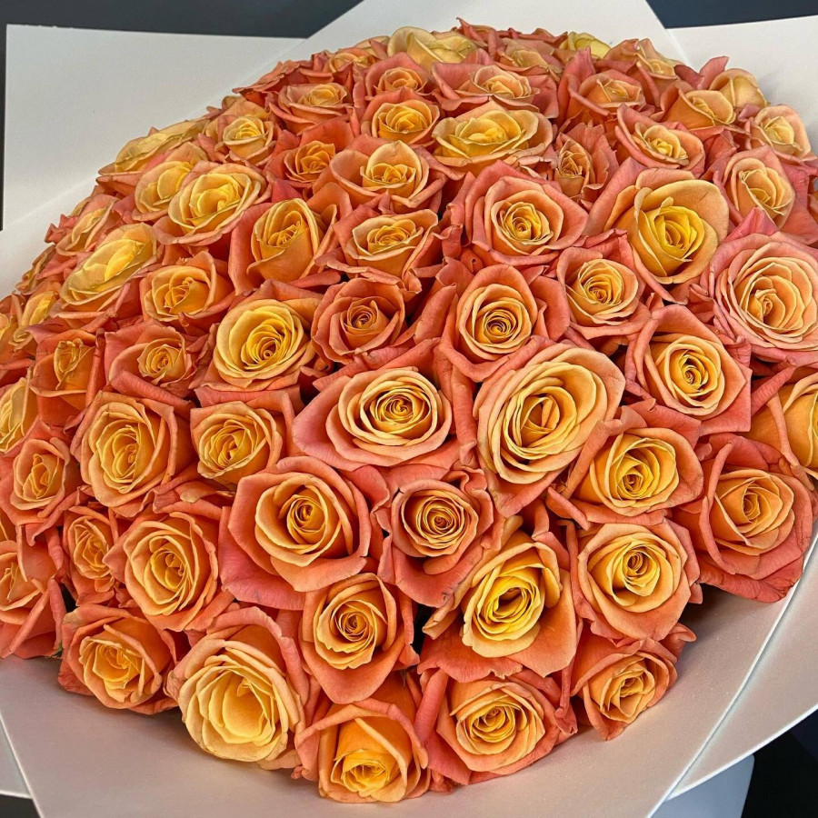 Букет из 101 персиковой розы - фото 2